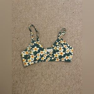 Aerie green bikini top with floral pattern size medium